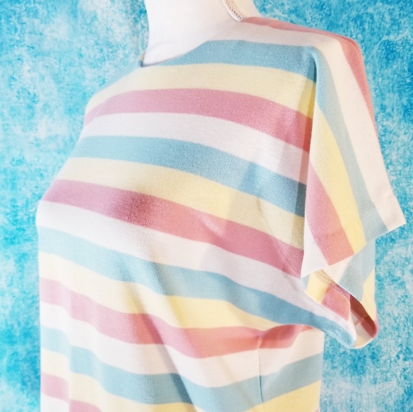 VTG 80s Career Guild Pastel Striped Dolman Top - Picture 6 of 14